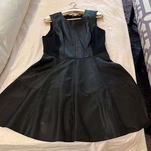 Black leather sleeveless dress